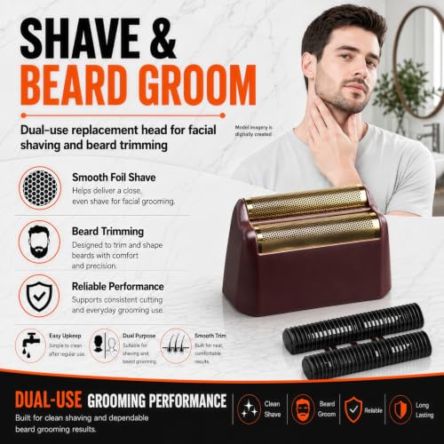 Shave Replacement Head Set - Red 2 Pack for Wahl 7031-100/7043-100 Foil & Cutter