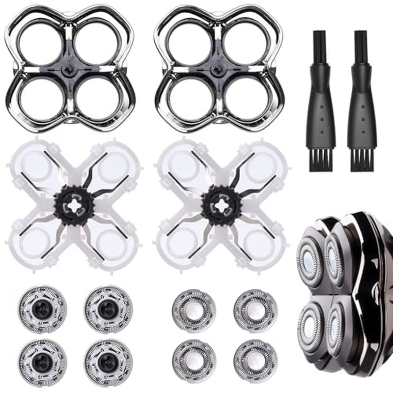 2Pack Pro 4 Shaver Replacement Heads Compatible with Skull Pitbulls Gold PRO, Silver PRO, Platinum PRO Head Shavers, Electric Shaver Half Head for Men/Women (2 PACK FOUTE)