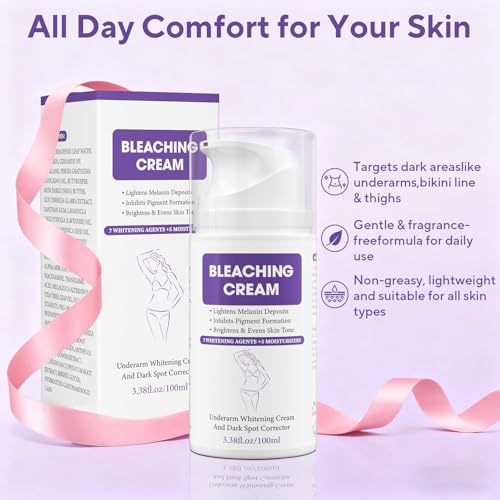 Skin Bleaching Cream, Dark Spot Remover for Face and Body, Hyperpigmentation Relief, Skin Lightening Cream with Vitamin C for Intimate Areas, Underarms, Knees, Elbows & Bikini Line, 3.38fl.oz