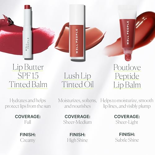 Well People Poutlove Peptide Lip Balm, Hydrating Sheer Tinted Lip Treatment with Peptide Complex, Murumuru Butter & Sesame Seed Complex for a Plumper, Smoother-Looking Pout, Pink Grapefruit
