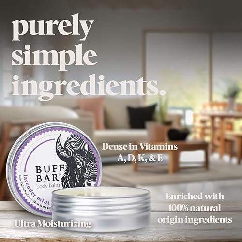 BUFF BAR Pure Bison Tallow Beard Balm - Jojoba Oil, Shea Butter, Beeswax, Clove Essential Oil, Leave in Conditioner, Condition, Strengthen, Nourish, Moisturize, Soften, and All Natural