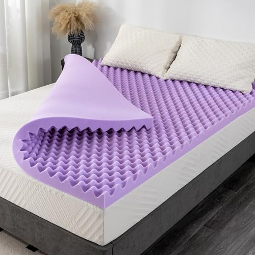 MLILY 3 Inch Egg Crate Memory Foam Mattress Topper - Full Size, Purple, Lavender Scent