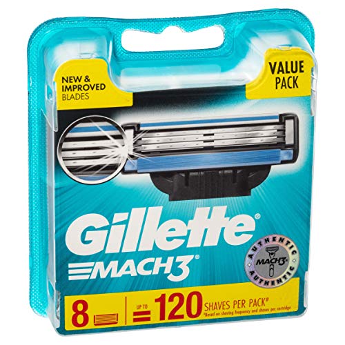 Gillette Mach 3 Razor Refill Cartridges 8 Count - Pack of 8