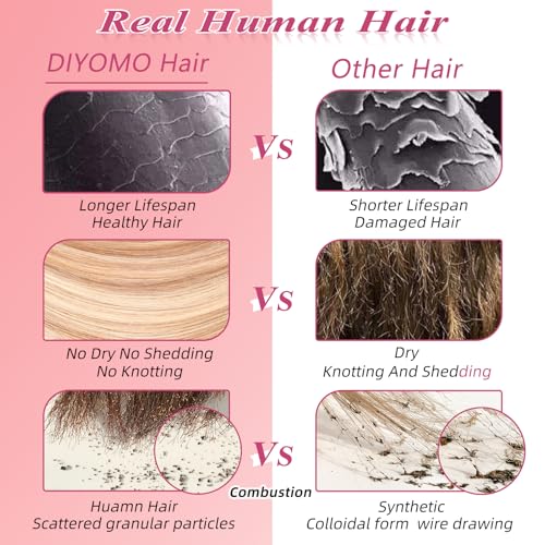 I Tip Hair Extensions Human Hair Ash Brown Highlighted Bleach Blonde 16 Inch - Dark Blonde to Light Blonde, 50g, Reusable, Easy to Install Variation #18/613