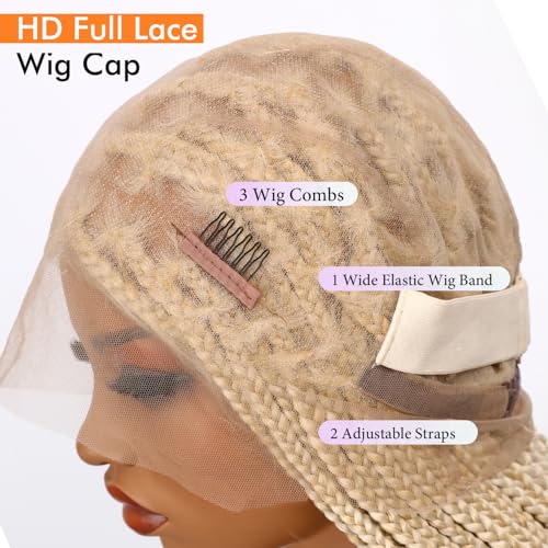 Lady Miranda Full Lace Box Braid Wig for Black Women, 34-Inch Natural-Looking Synthetic Hair