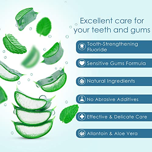 AloeSense Natural Toothpaste for Sensitive Teeth & Gums - 5oz Pack of 3 - Aloe Vera & Allantoin