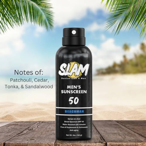 SLAM WoodsMan & BeachMan Bundle - Men's Scented Sunscreen, Sunscreen Spray, Water Resistant, Paraben Free, Broad Spectrum UVA/UVB (Large, 50, Sun Protection Factor (SPF))