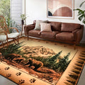 Rustic Cabin Bear Rug 5x7 - Washable Non-Slip Farmhouse Area Rug