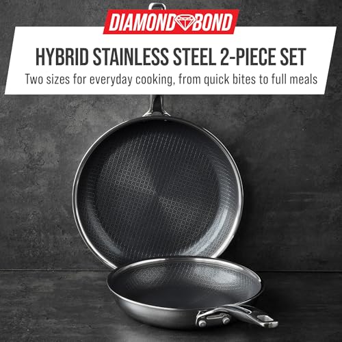 Blue Diamond Diamond Bond 2-Piece Stainless Steel Nonstick Fry Pan Set – 8" & 10"
