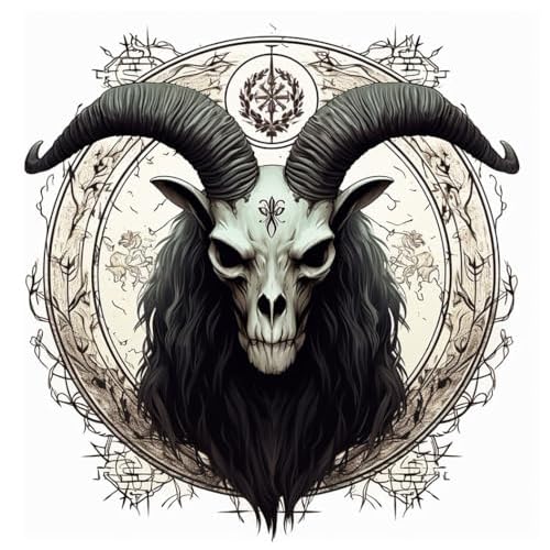 6 Sheets Temporary Tattoos Demon Baphomet Satanic Symbol Baph Temporary tattoo Neck Arm Chest for Women Men Adults
