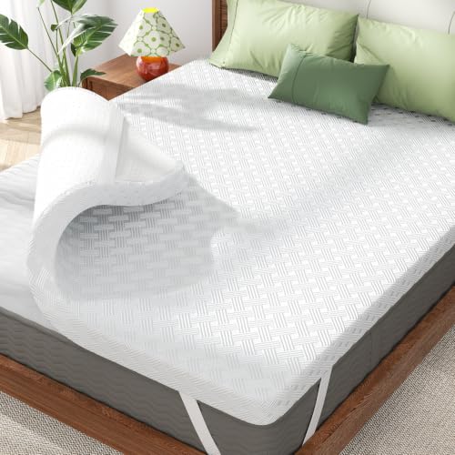 White 3-Inch Full Size Memory Foam Mattress Topper - Pressure Relief & Cooling