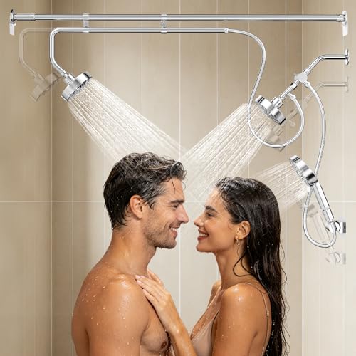 Dual Shower Head with Handheld Sprayer - High Pressure, 3 Spray Modes, Easy Install