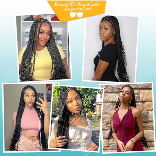 Kalyss 360° Full Lace Knotless Box Braided Wig with Baby Hair - Black 36 Inch