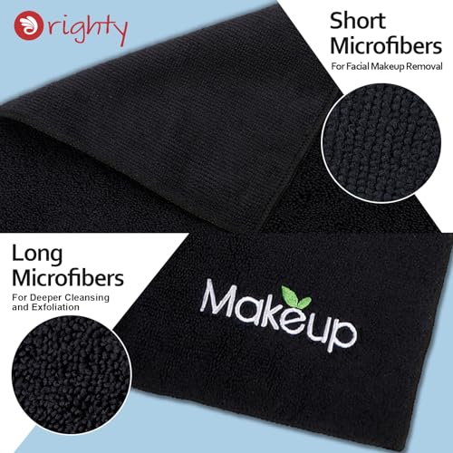 Orighty Black Microfiber Makeup Remover Cloths - 13x13 Inch, Pack of 18