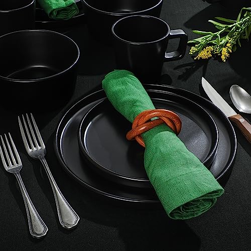 Gibson Home Bowery 32-Piece Matte Black Stoneware Dinnerware Set for 8