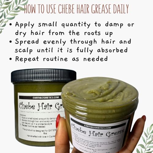 Hair Growth Chebe Hair Grease with Herbs & Oils for Scalp Nourishment - 6.05 Oz