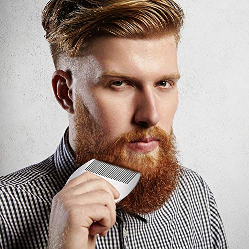 Boao 2 Pcs Metal Hair Combs for Women Men Stainless Steel Beard Mustache Comb Credit Card Size Lice Wallet Pocket Fine Cutting Teasing Barber Hair Styling Dandruff Remove Dreadlock(Silver)