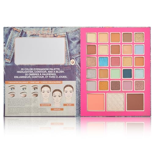 Bellapierre 90s Glam Face & Eye Book Palette | 25 Eyeshadow Shades with Blush, Bronzer, & Highlighter | Non-Toxic & Paraben Free | Vegan & Cruelty-Free