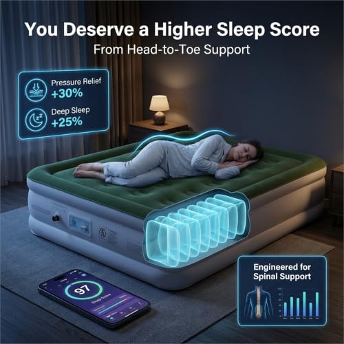 Zearna 18-Inch King Size Air Mattress with Built-In Pump & Flocked Top