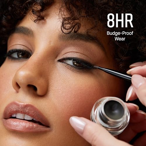 Black Gel Eyeliner Waterproof Long Wear 8-Hour - Matte, Smudge-Proof, New Formulation