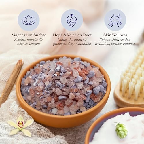 Purple Canyon Twilight Deep Sleep Magnesium Bath Salts with Aromatherapy, Clay Crumbles & Vanilla Scent, 10oz