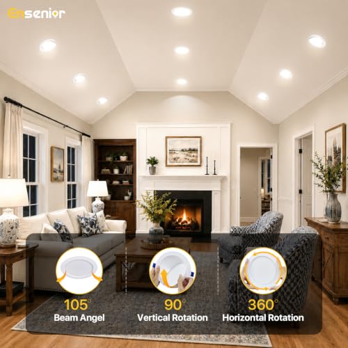 Ensenior 6 Inch Gimbal LED Recessed Light 5CCT Dimmable 12W 1200LM 6-Pack