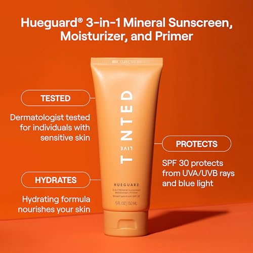 Live Tinted Hueguard¢ç Jumbo 3-in-1 Mineral Sunscreen, Moisturizer, & Primer for Face and Body - Hydrate and Protect the Skin Year Round - SPF 30 to Protect Against UVA/UVB Rays, 5 Fl Oz