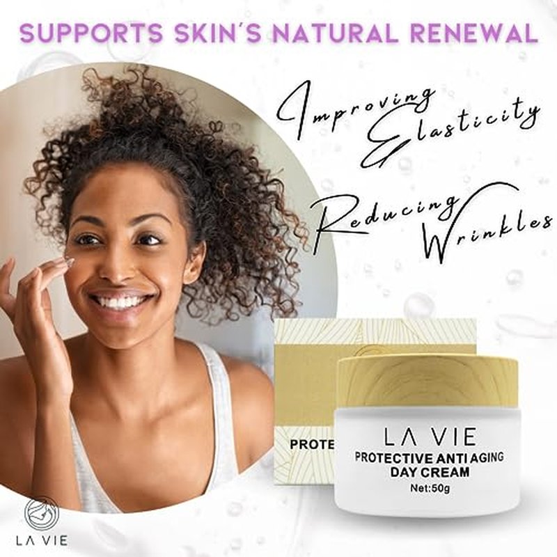 La Vie Protective Anti-Aging Face Cream ? Day Cream with Hyaluronic Acid, Shea Butter & Vitamins ? Firming Face Cream with SPF & Aloe Vera ? 1.7Fl Oz