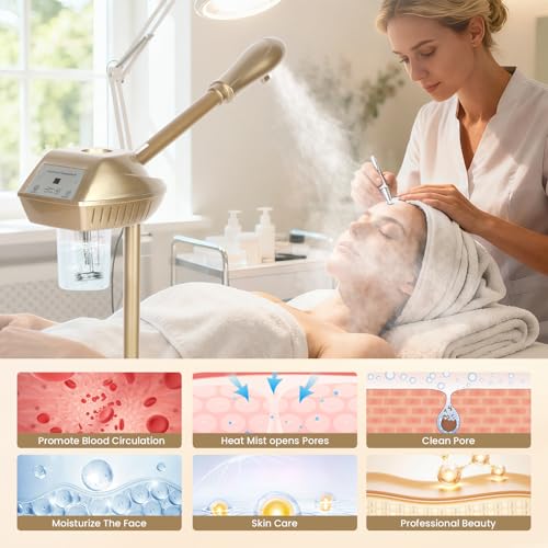 Facial Steamer Professional on Wheels - Champagne Gold, Small Model FST-04
