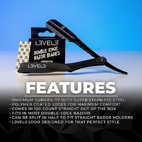 L3 Double Edge Razor Blades - Platinum Coated, Stainless Steel Razor Blades for the Close Shave - for Double Edged Safety Razors - 100 Count (3)