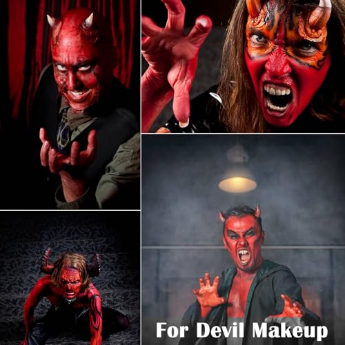 Black White Red Face Body Paint Set with Sponges & Setting Powder for Halloween Costumes