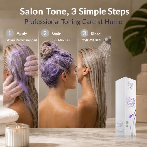 VITAMINS Hair Cosmetics Keratin Purple Blue Shampoo for Blonde & Gray Hair