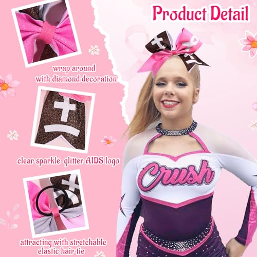 Large Pink Breast Cancer Awareness Cheer Bows - 8 Pack