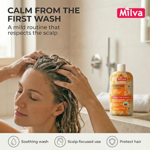 Milva Itchy Scalp Shampoo with Propolis - 17 Fl Oz Natural Dandruff Relief