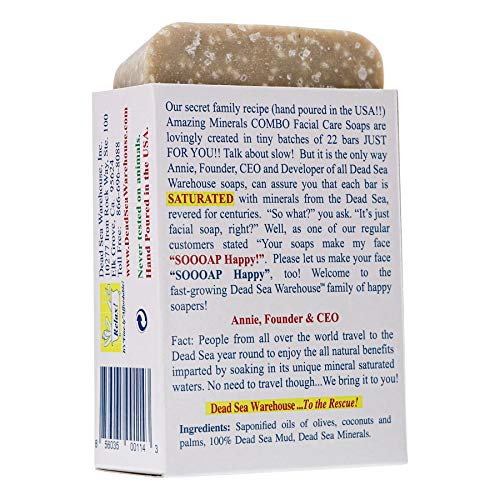 Dead Sea Facial Care Bar Combo 3.5 oz Pack of 4 - Handcrafted, Unscented for Combination Skin
