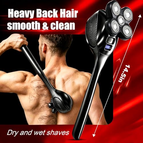 Men's Back Shaver with Long Handle - Detachable, Rechargeable Grooming Tool