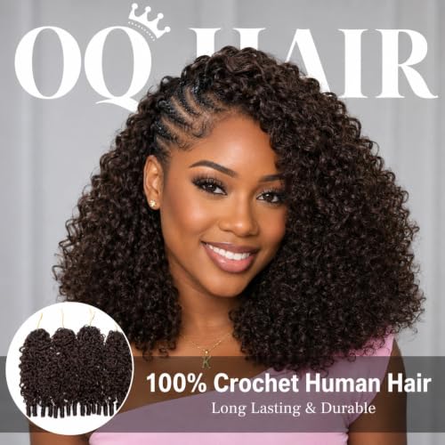 #4 Burmese Curly Feather Crochet Human Hair Extensions - 22 Inch, 50g, Pre-Looped, Knotless, Reusable, Natural Texture