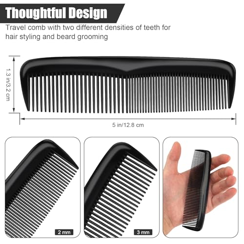 300 Packs Bulk Pocket Combs for Men & Women - Travel, Beard, Hair & Detangling Set - Black