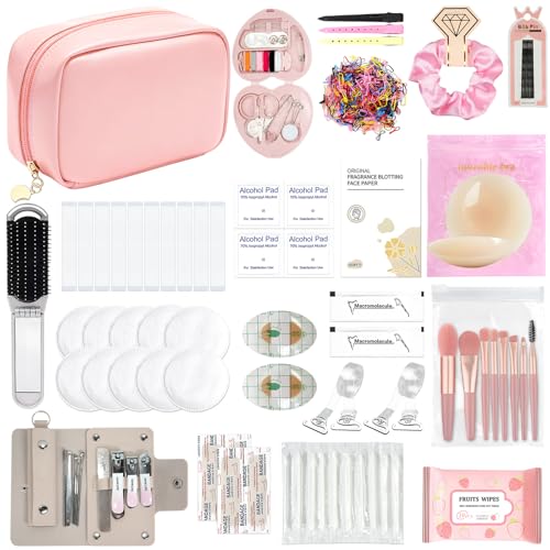 Women's Wedding Emergency Kit Pink with Makeup Bag - 42 Pc Bridal Survival Set