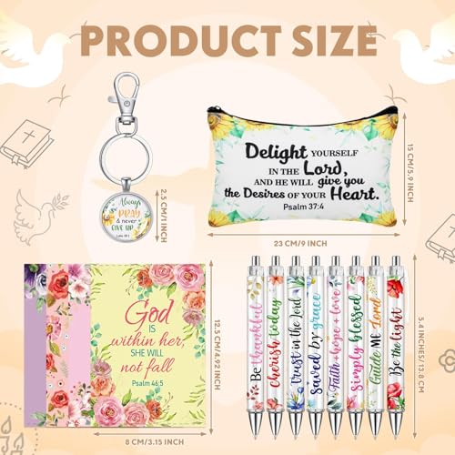Fulmoon 40 Pcs Easter Christian Gifts Bulk Religious Church Gifts Scripture Notebooks Fuzzy Socks Makeup Bags Keychains Floral Bible Verse Ballpoint for Sunday School Women(Lively Pastels, Christian)