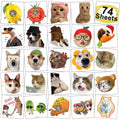 Cute Cat Meme Temporary Tattoos - 74 Individually Sheets Funny Animals Meme Tattoos for Birthday Decorations Party Supplies, School Rewards Gifts Ideas for Girls Boys
