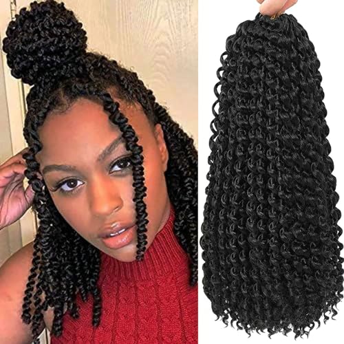 LHNHAIR 7 Packs Passion Twist Water Wave Crochet Hair 12 Inch 1B