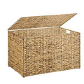 Water Hyacinth Storage Basket with Lid - 105L Natural Wicker Bin 26x15.7x15.7 Inches