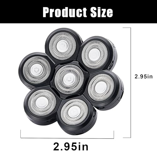7 Blades Head Shaver Replacement Heads - 3 Count - Compatible with 5-Head & Above Models