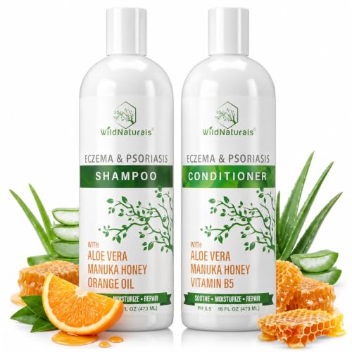 Wild Naturals Anti-Dandruff & Seborrheic Dermatitis Shampoo & Conditioner Set - 16 Fl Oz Pack of 2 for Dry Itchy Scalp