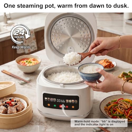 SANPTENT Digital Rice Cooker 8-Cup Uncooked Capacity, 8 Cooking Programs, Non-Stick Pot
