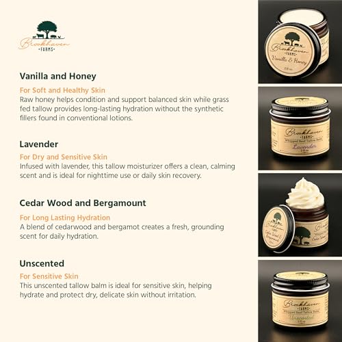 Beef Tallow Face Moisturizer with Cedarwood & Bergamot - Small Batch, Grass-Fed