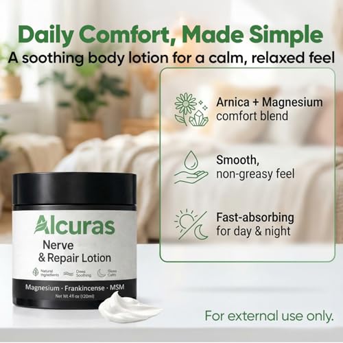 Nerve Cream Neuropathy Lotion, 4 fl oz Lotion with Arnica & Magnesium Cream & Frankincense (1)