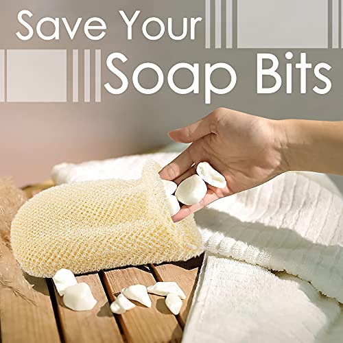 Linkidea Exfoliating Mesh Soap Bag, Nylon Bar Soap Saver Pouch with Drawstring, Exfoliator Body Scrubber Soap Pocket Holder for Bath Shower (3 Pcs)