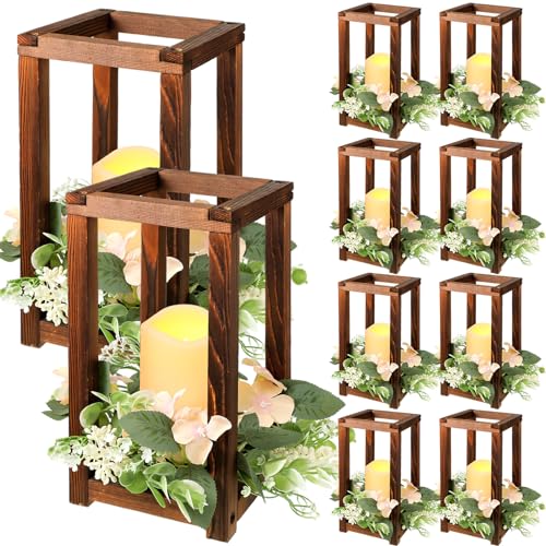 Wooden Wedding Lantern Centerpiece Set - Brown, 30 Pieces